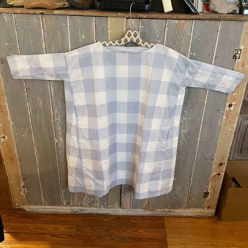 Egg Trading Blue and White Checkered Dress